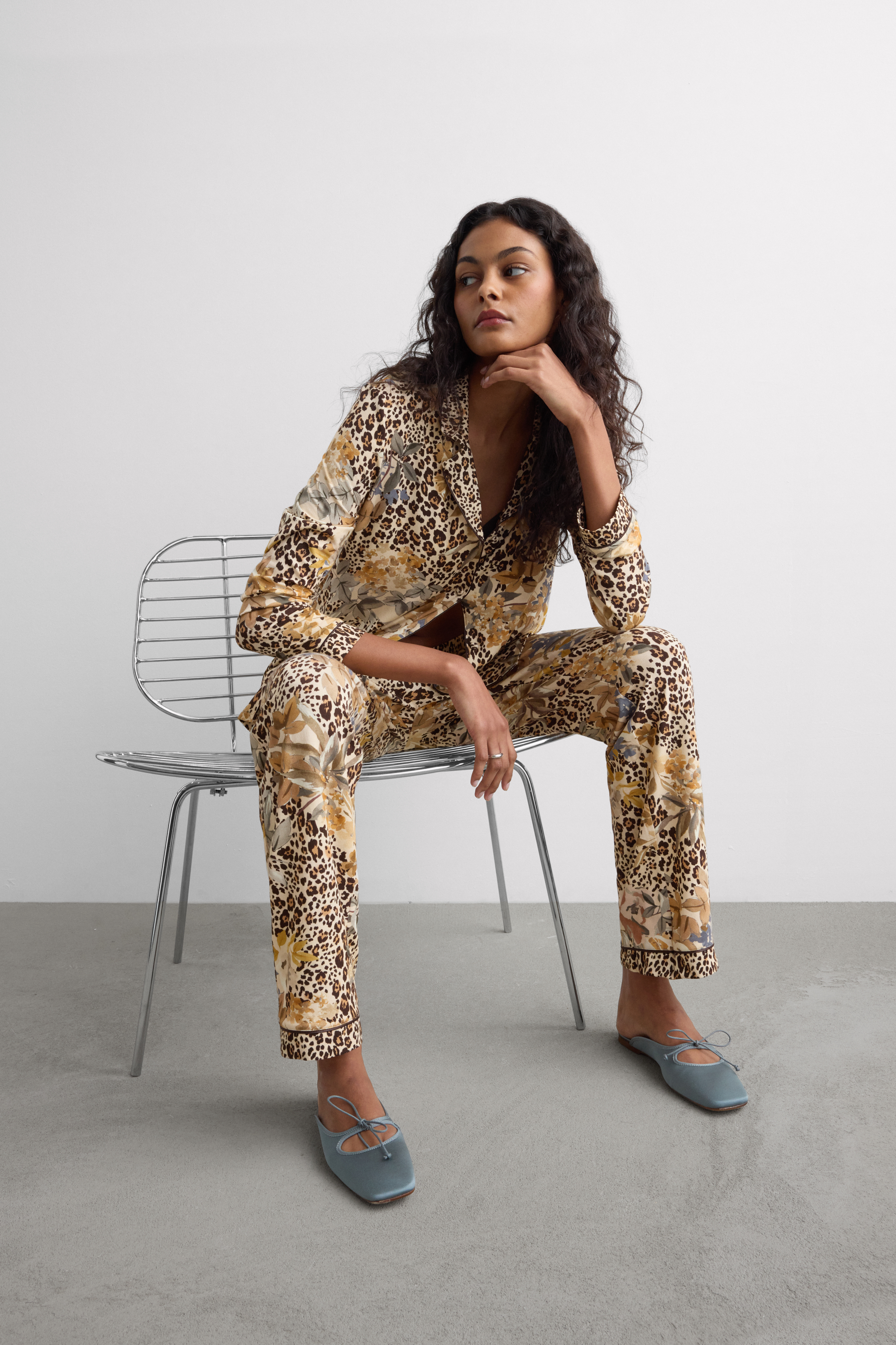 Pigiama Lungo Aperto Davanti in Modal Animalier Simply Iconic