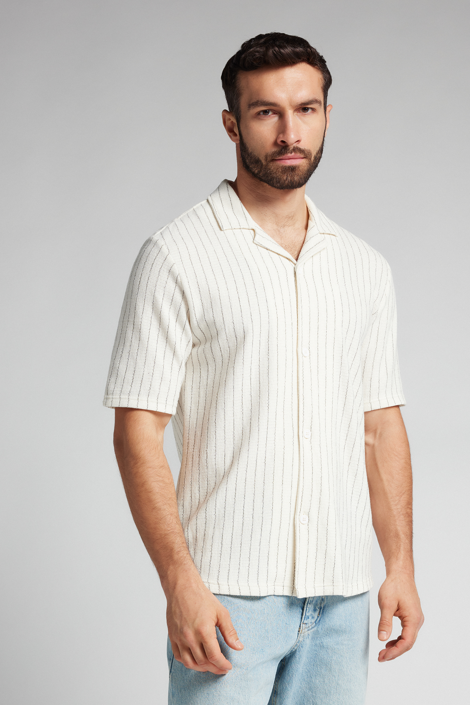 Camicia Manica Corta Bowling a Righe