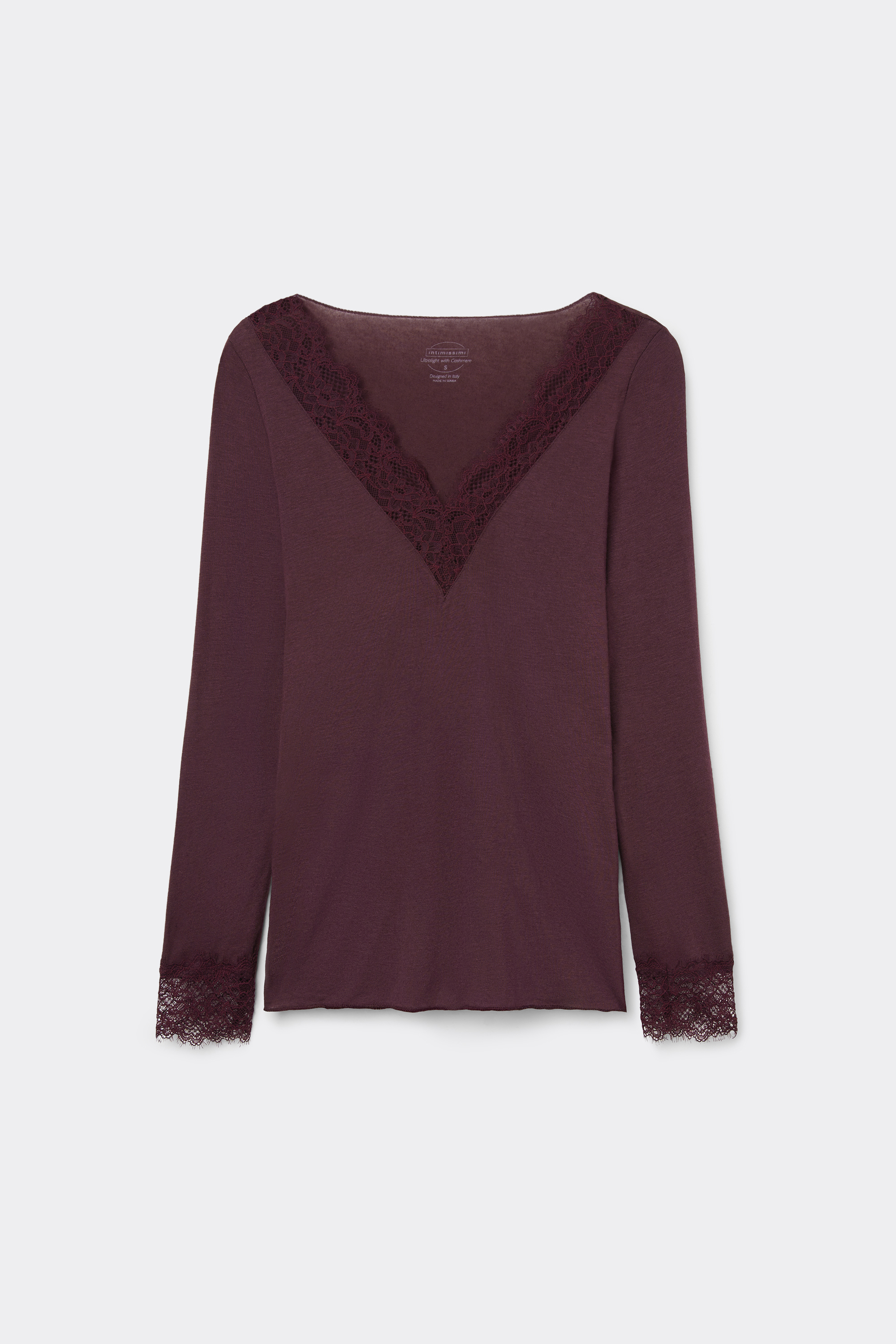 Maglia Scollo a V Ultralight con Cashmere e Pizzo