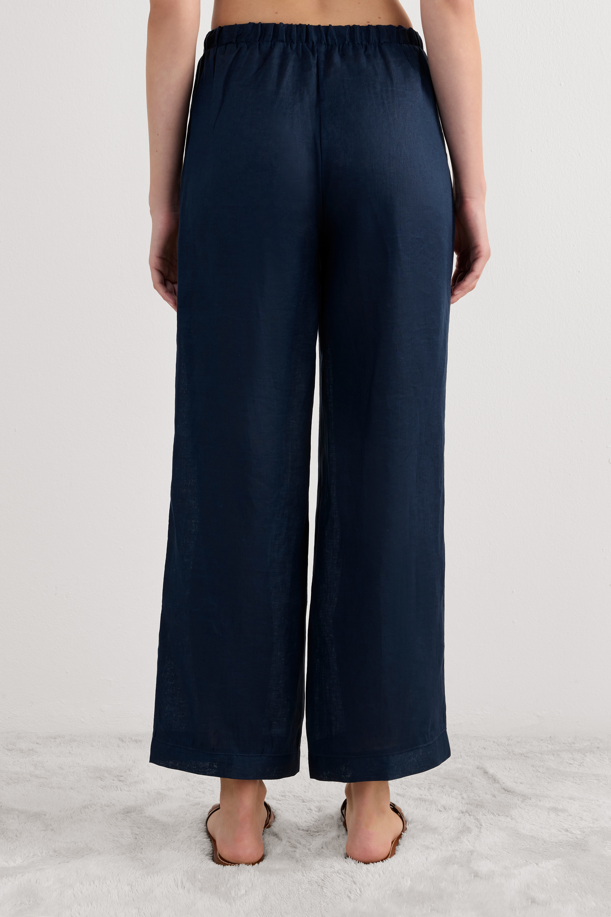 Pantalone Lungo con Coulisse in Tela di Lino The Pure Linen