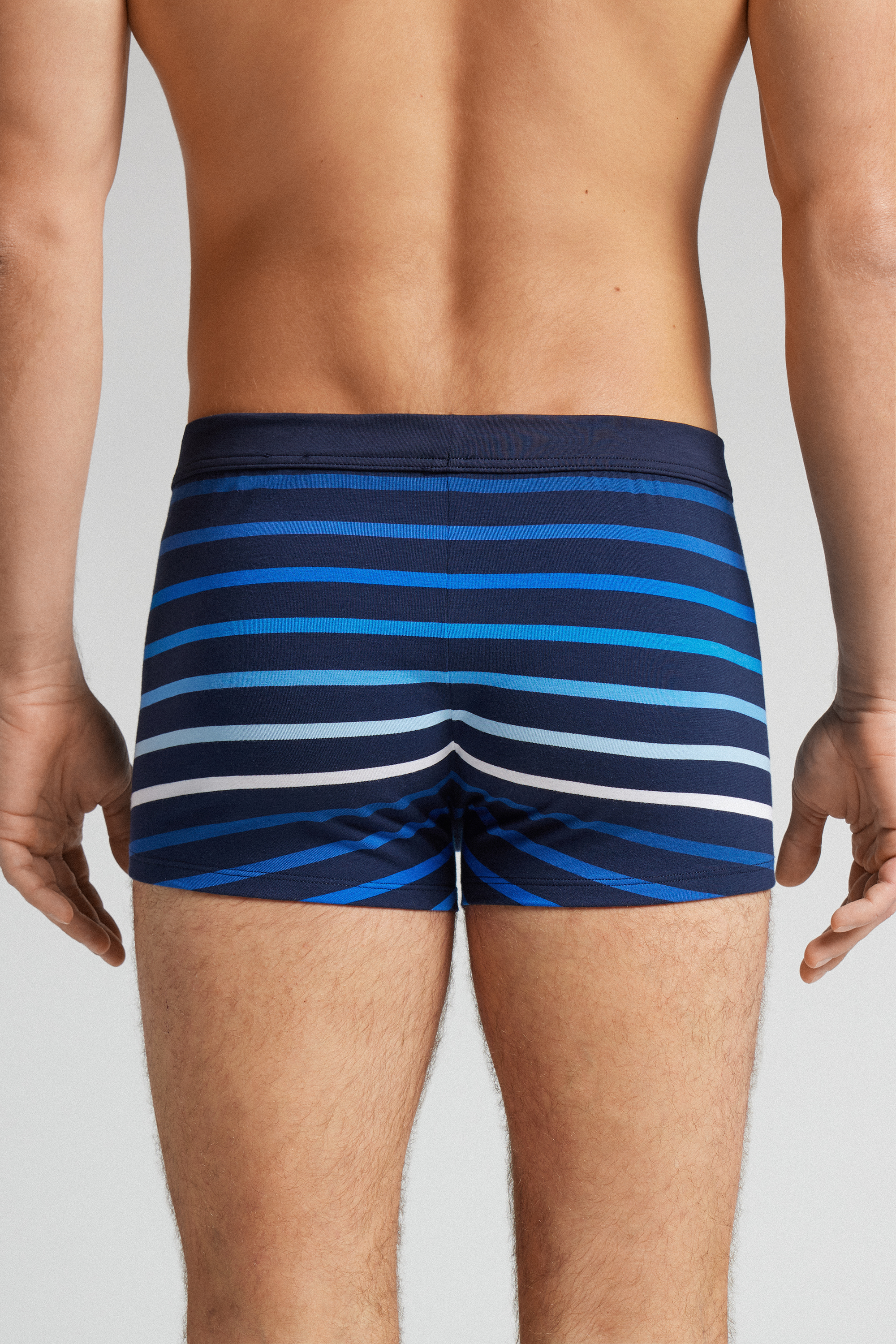 Boxer Cotone Superior Stampa Righe Blu