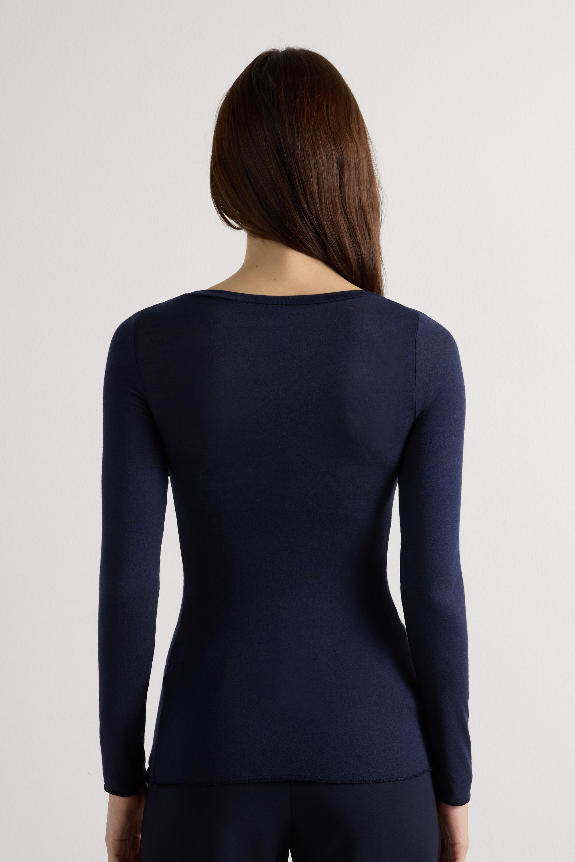 Maglia Manica Lunga Modal Ultralight con Cashmere Scollo Madonna