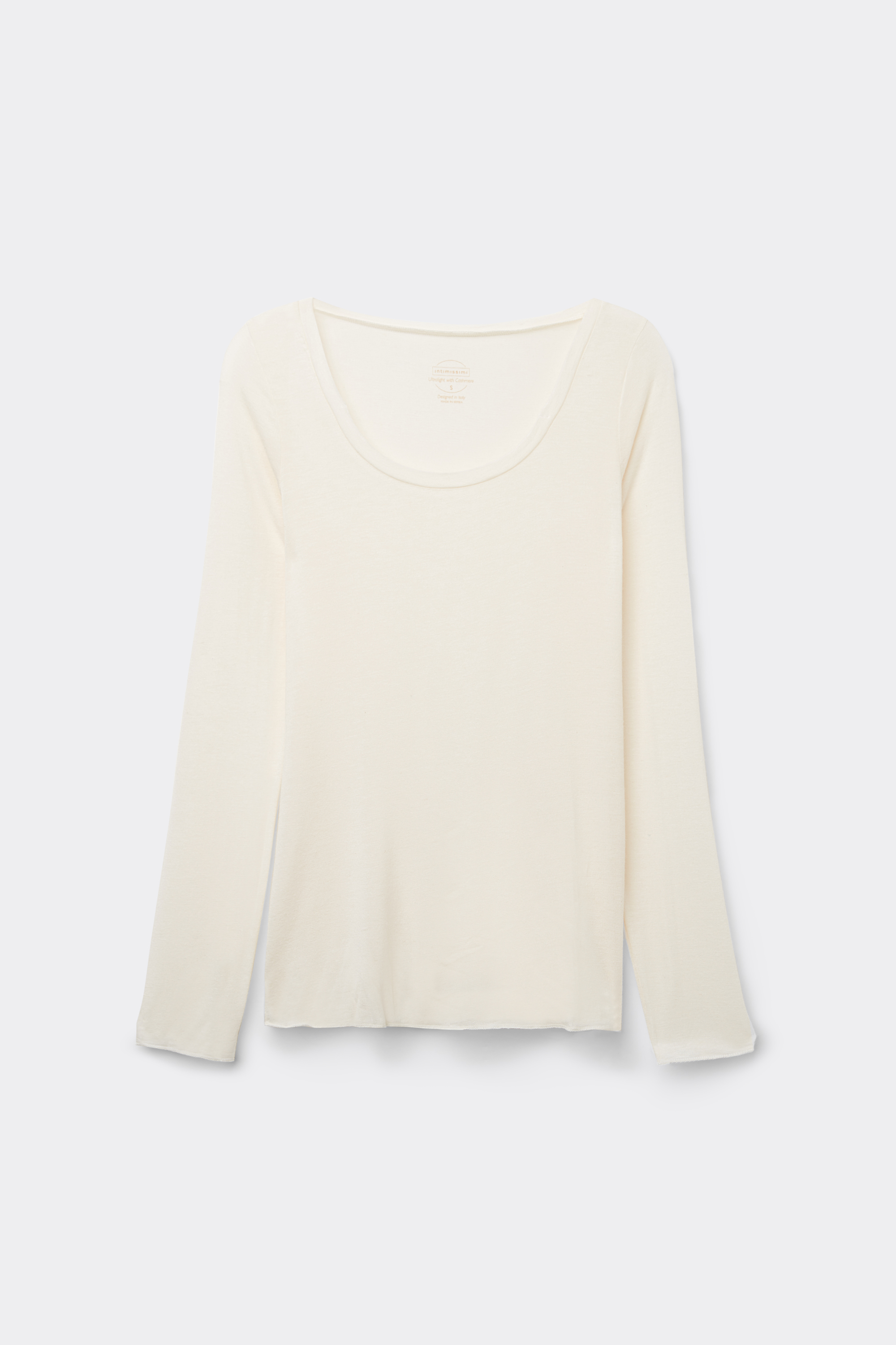 Maglia Manica Lunga Modal Ultralight con Cashmere Scollo Madonna