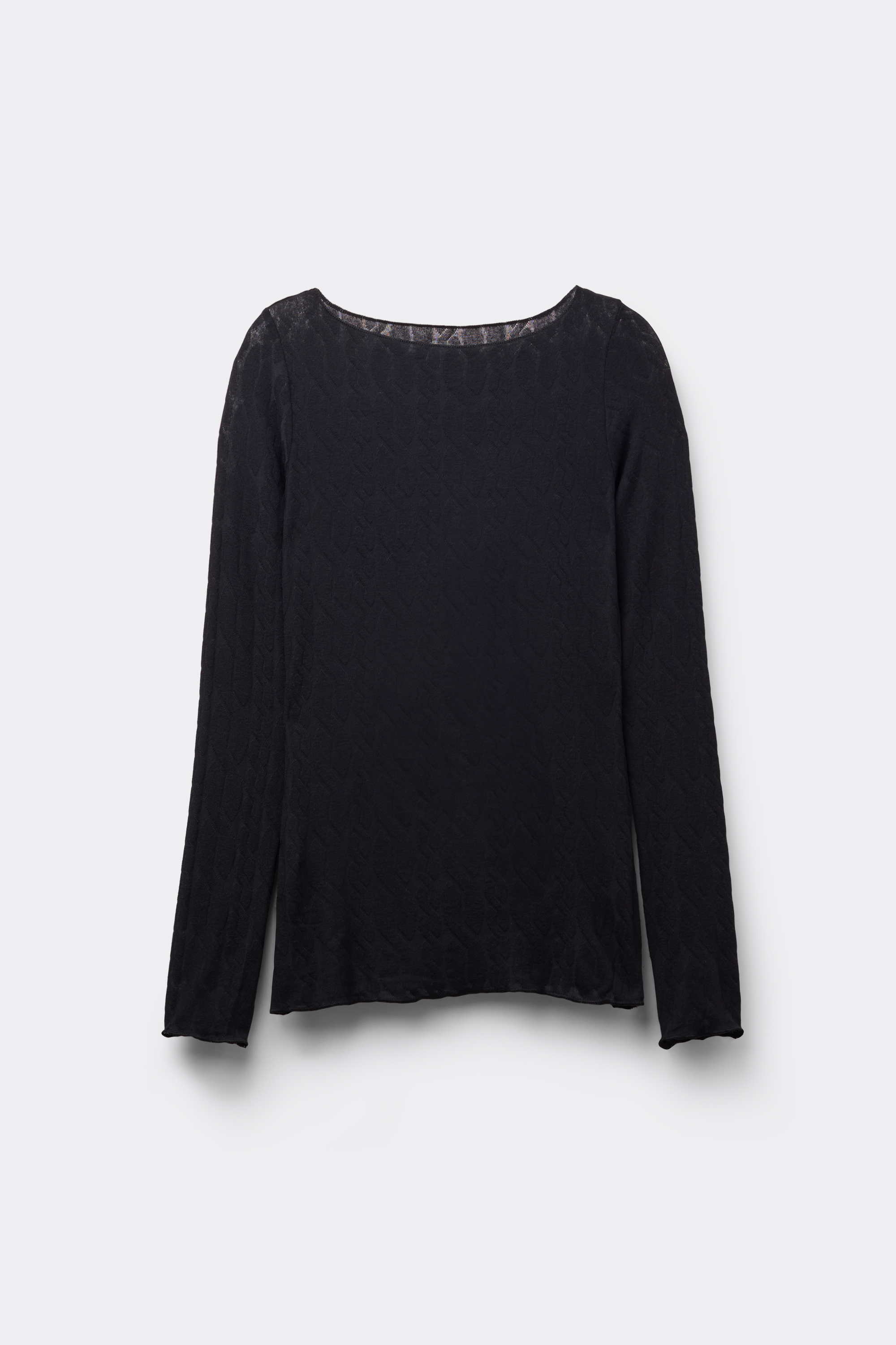 Maglia Scollo a Barchetta Treccia in Ultralight con Cashmere