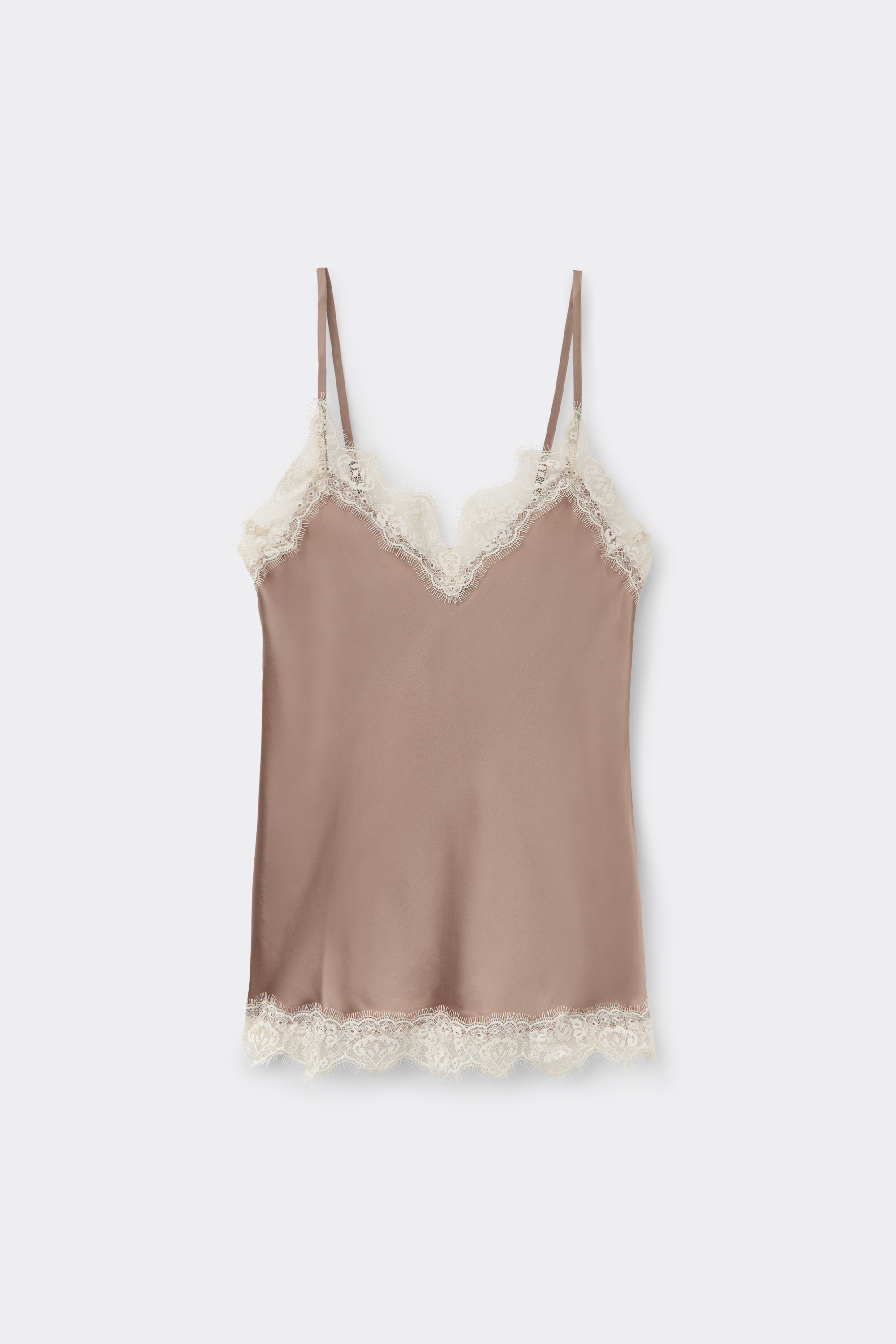 Top in Seta con Pizzo a Contrasto