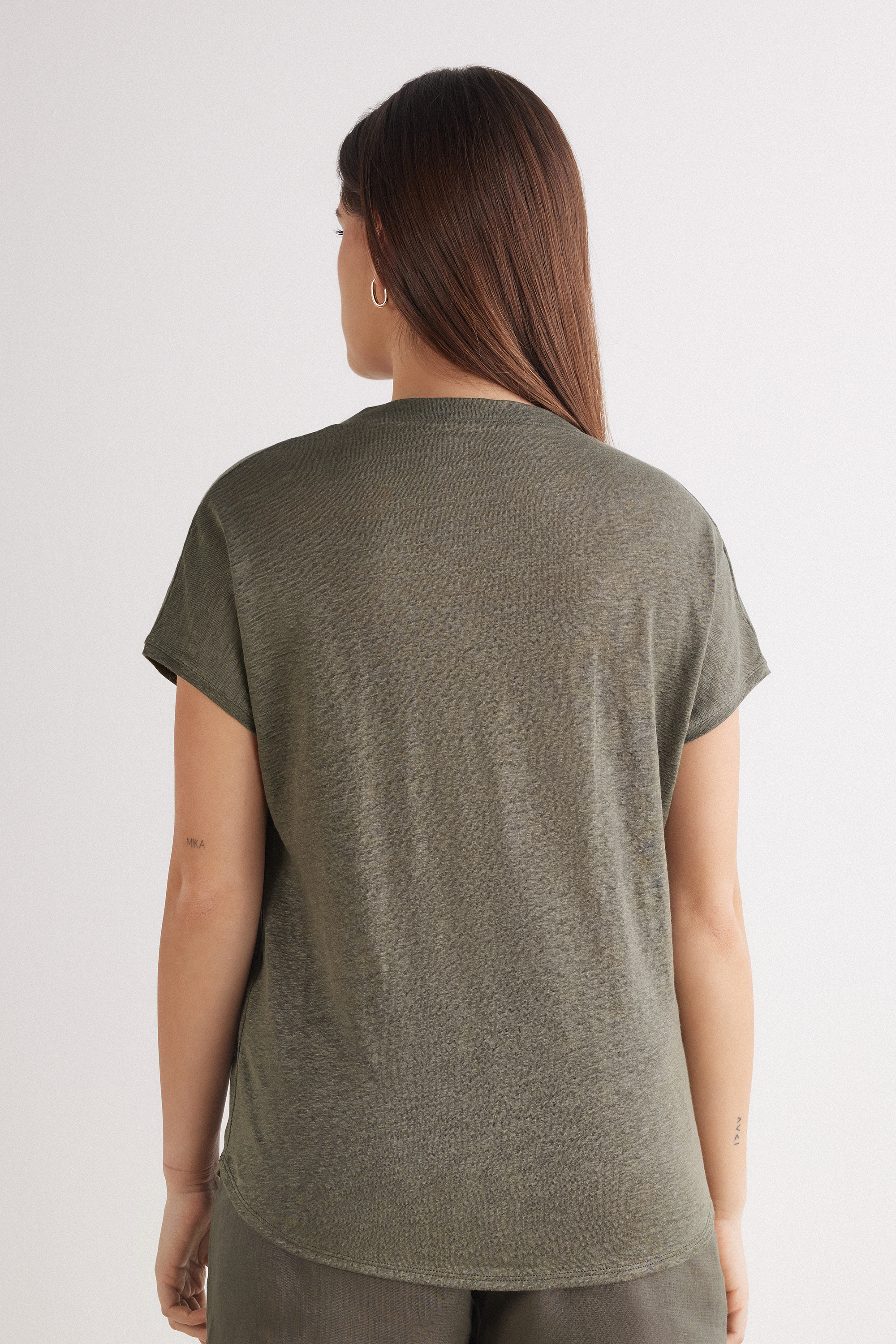 Maglia Manica Corta con Scollo a V in Lino The Pure Linen
