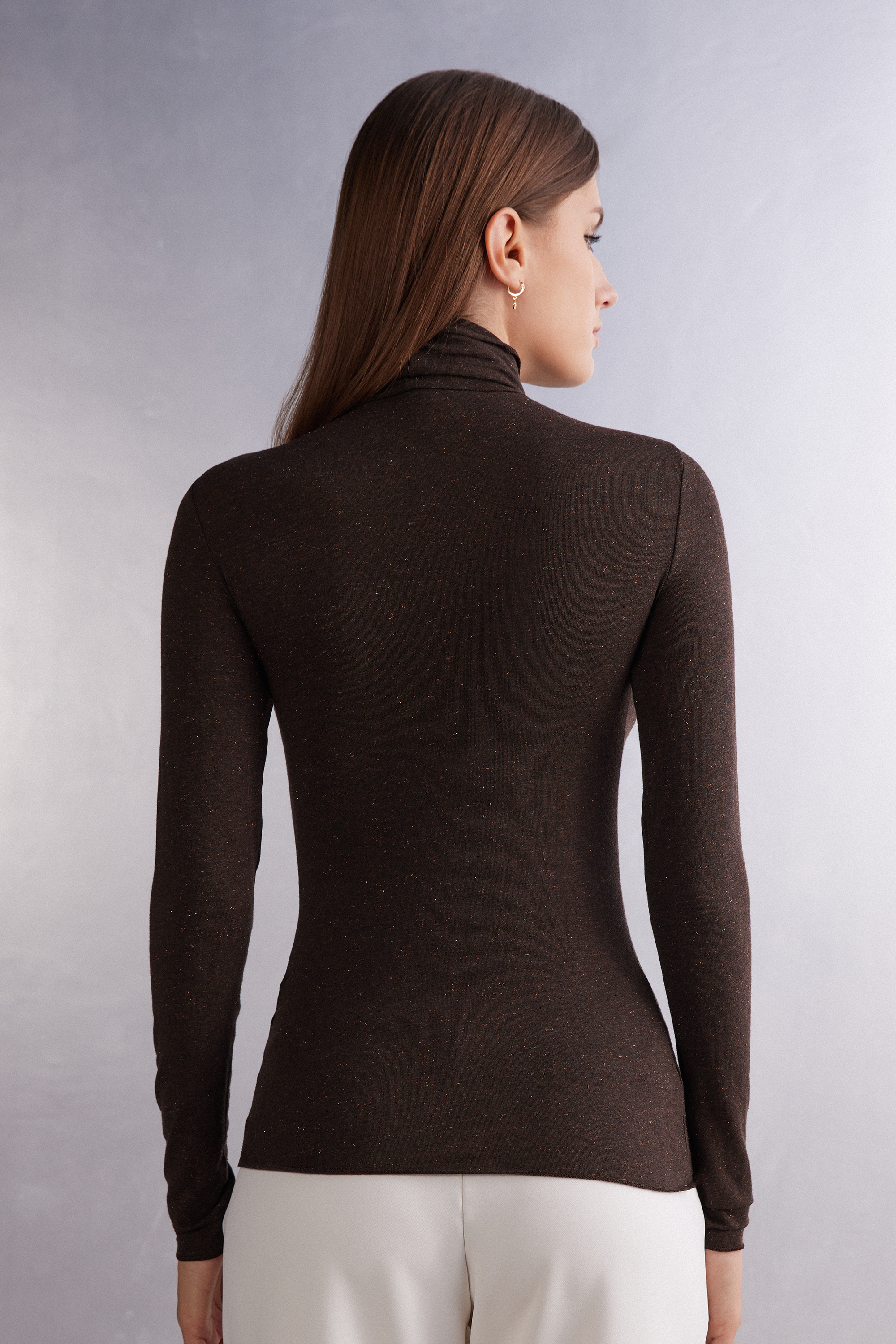 Maglia Collo Alto in Modal Light con Cashmere Lam&egrave;
