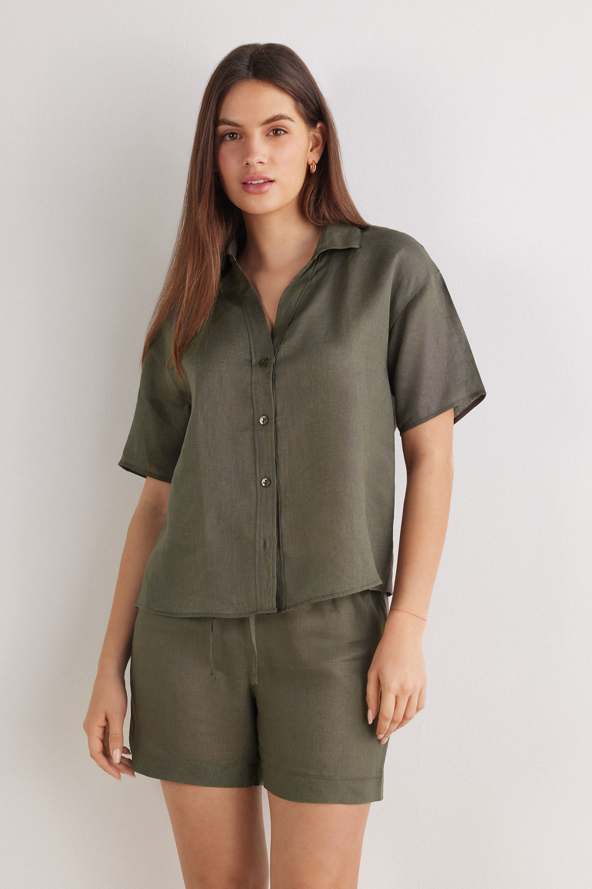 Camicia Manica Corta in Tela di Lino The Pure Linen