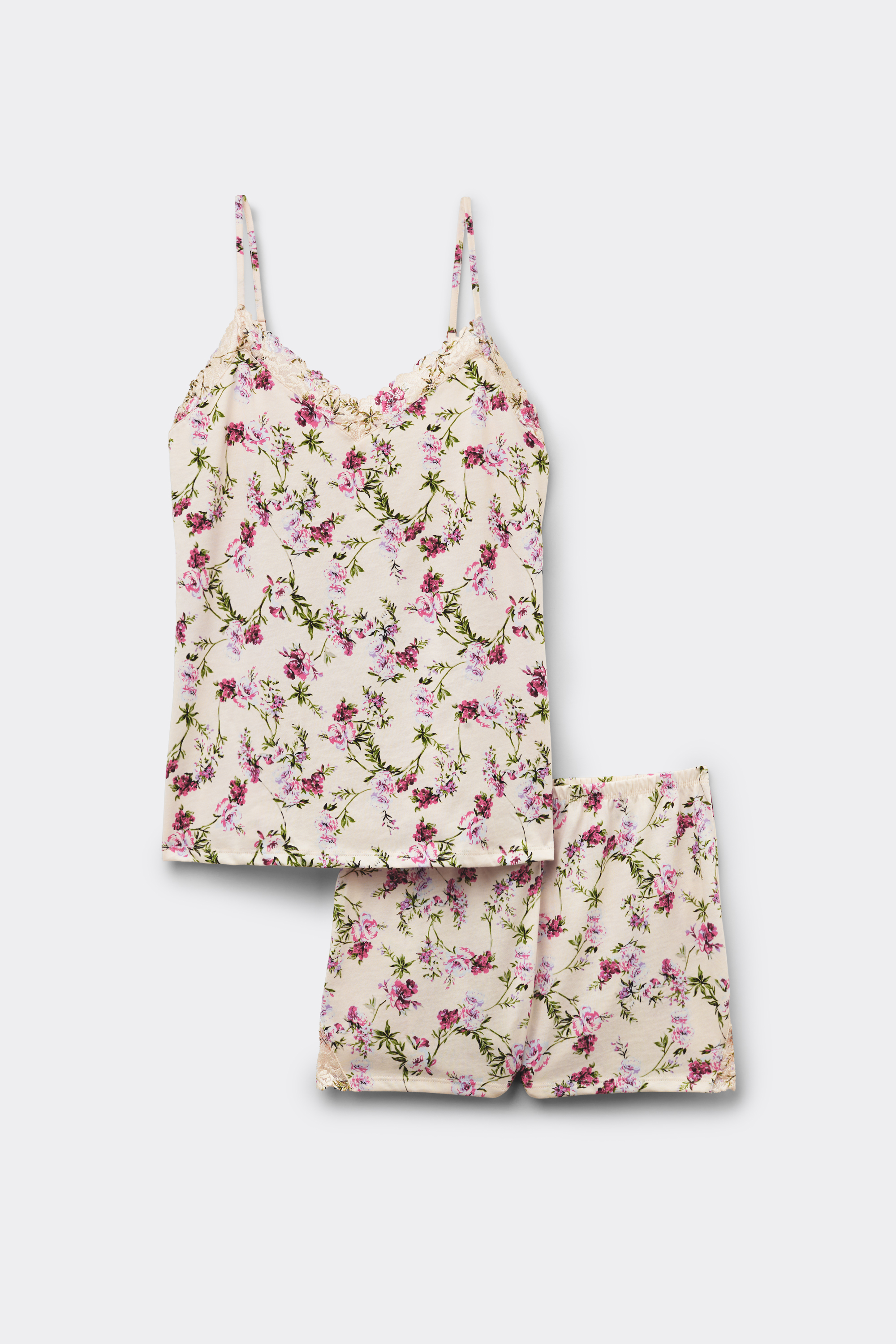 Pigiama Corto con Top in Cotone Superior Stampa Pretty Flowers