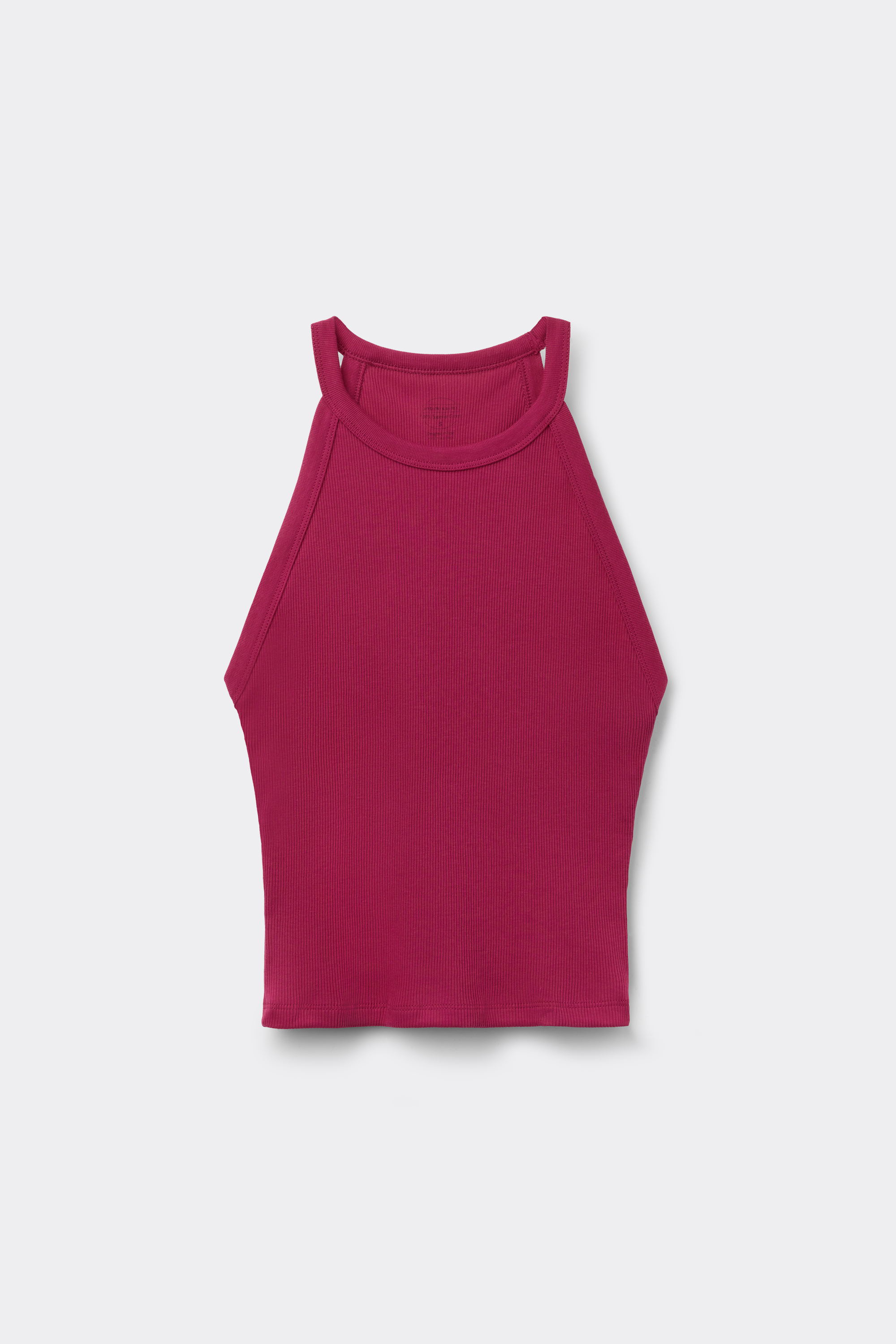 Crop Top a Costine in Cotone Superior