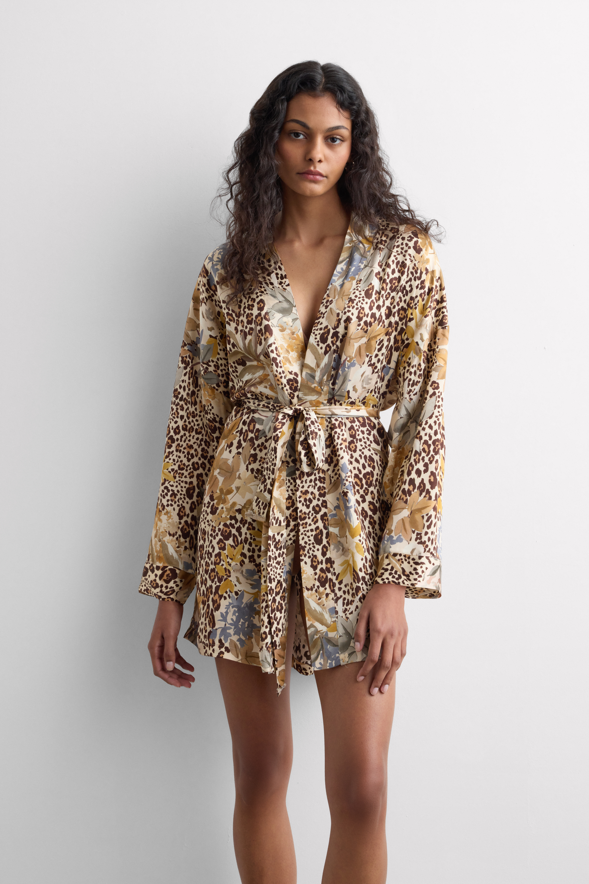 Kimono in Raso di Viscosa Animalier Simply Iconic