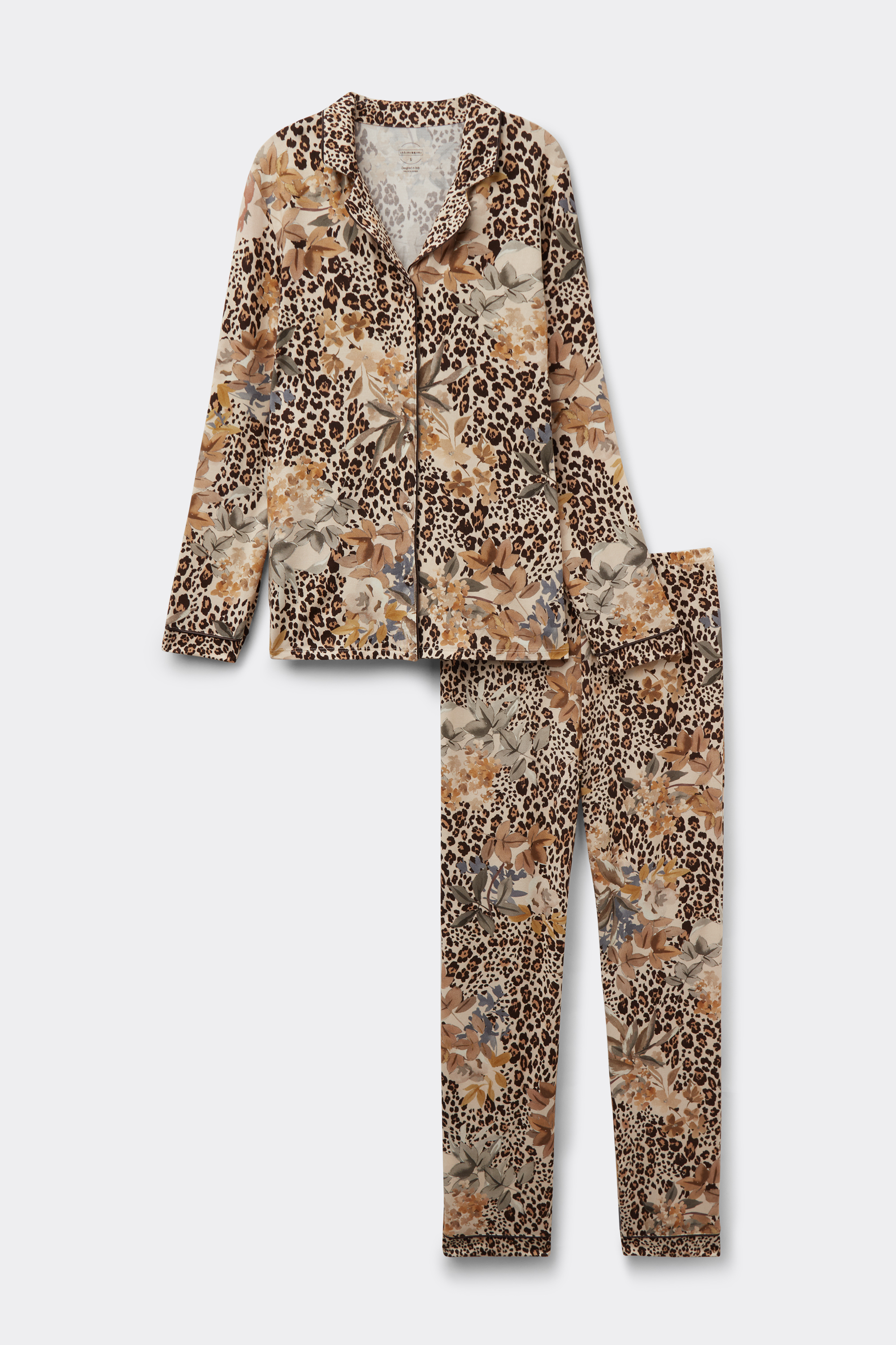 Pigiama Lungo Aperto Davanti in Modal Animalier Simply Iconic