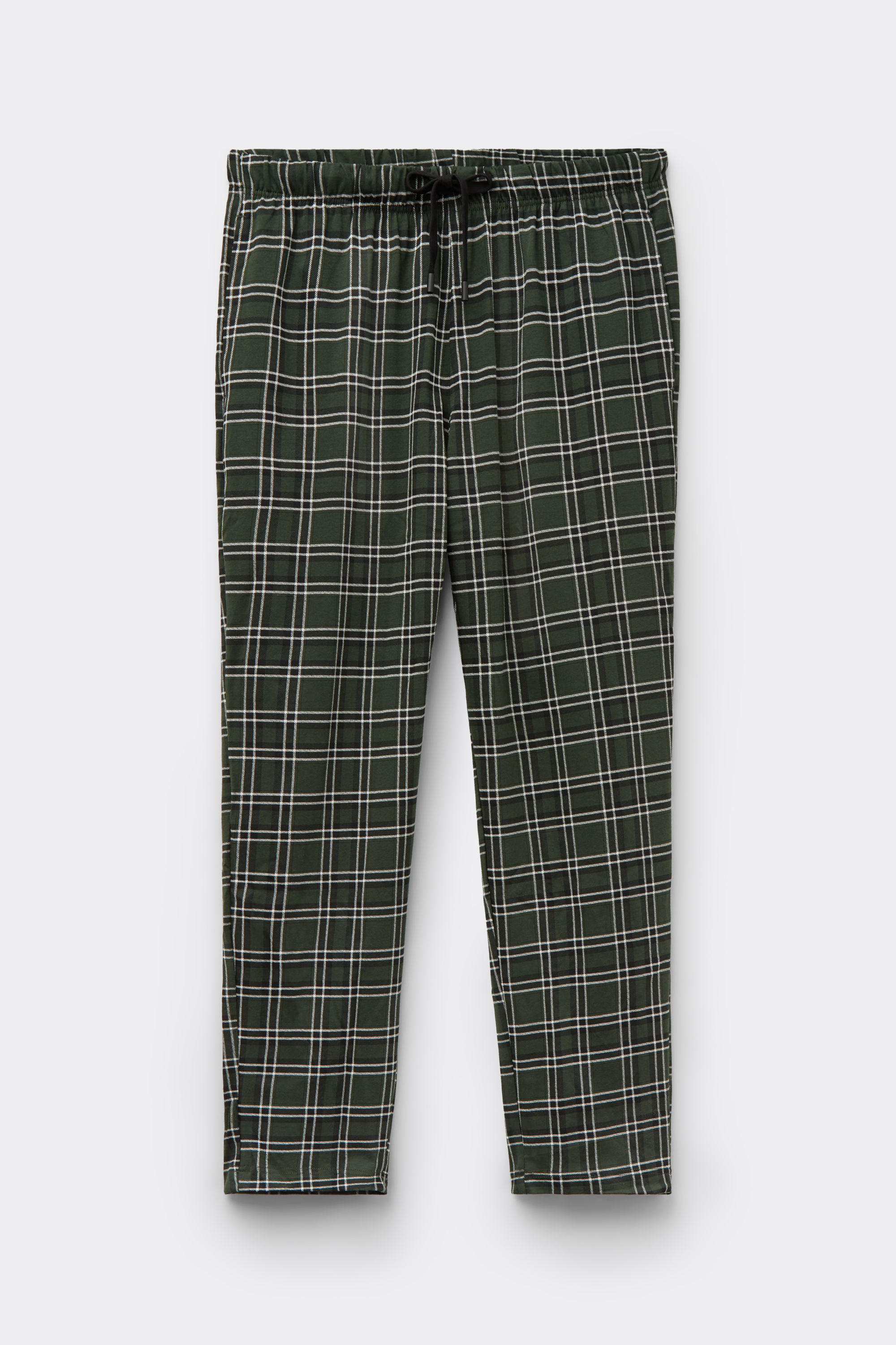 Pantaloni Lunghi in Cotone Stampa Check Verde