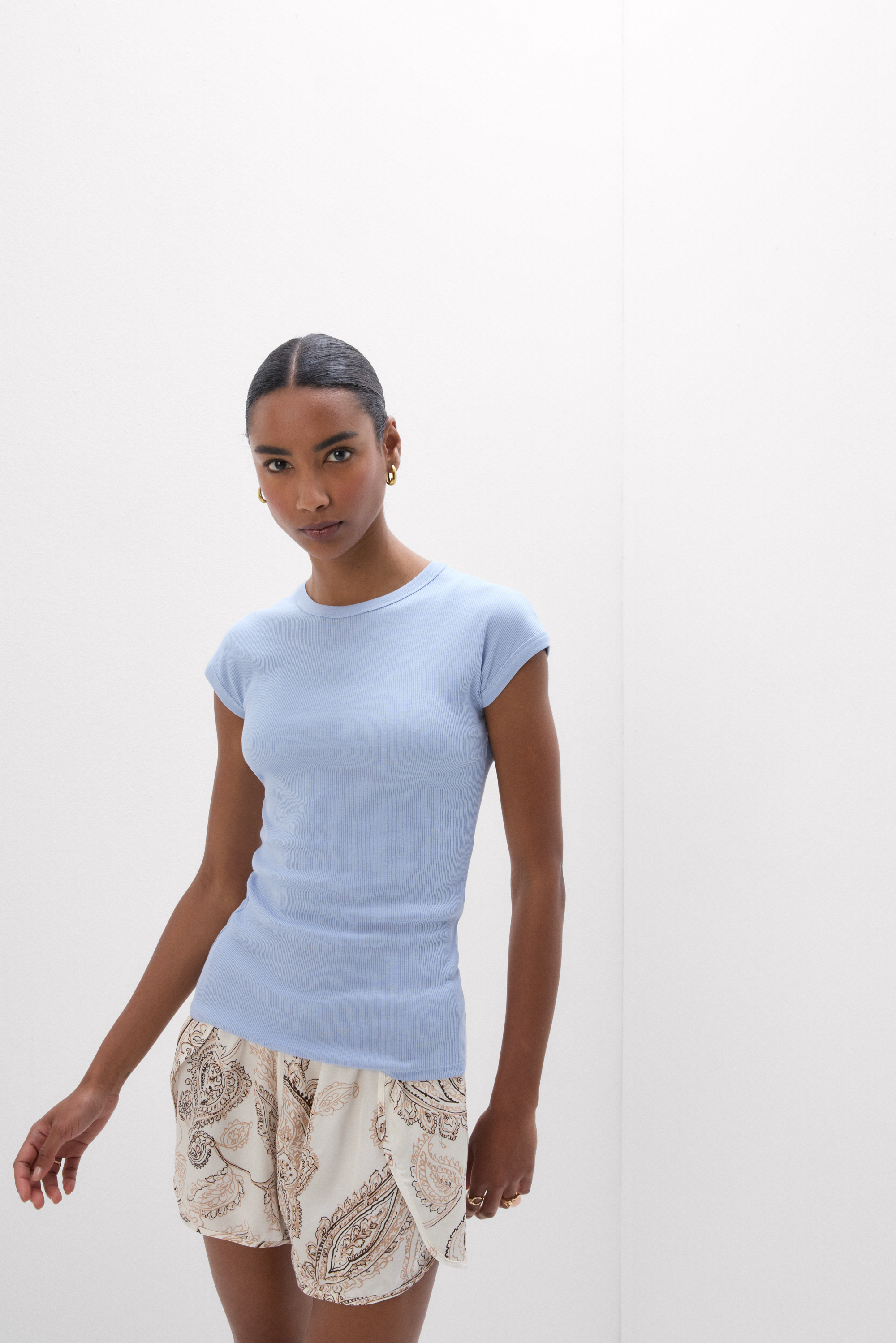 Maglia Manica Corta in Cotone Superior a Costine