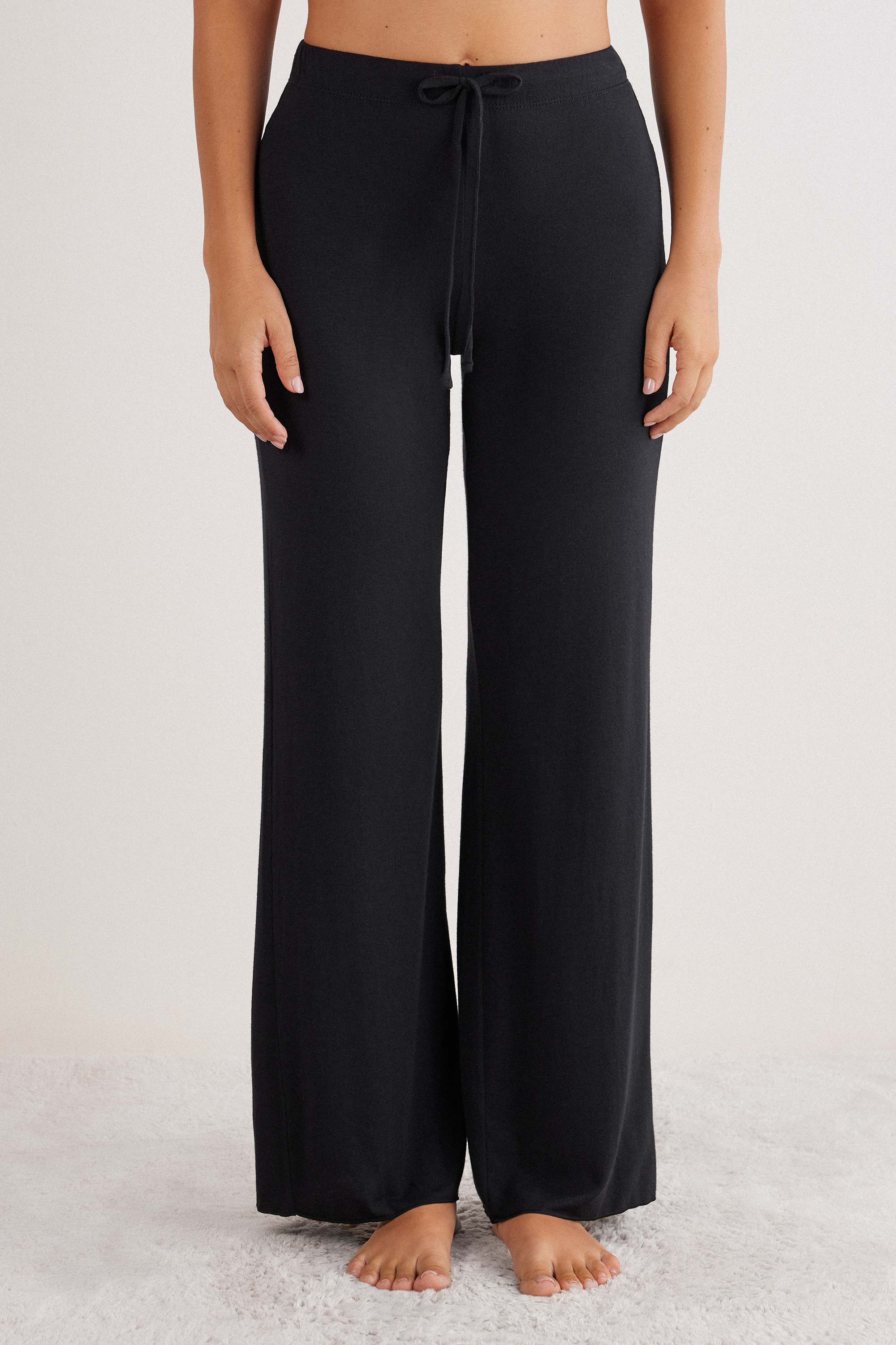 Pantaloni Lunghi Palazzo in Modal con Cashmere Light