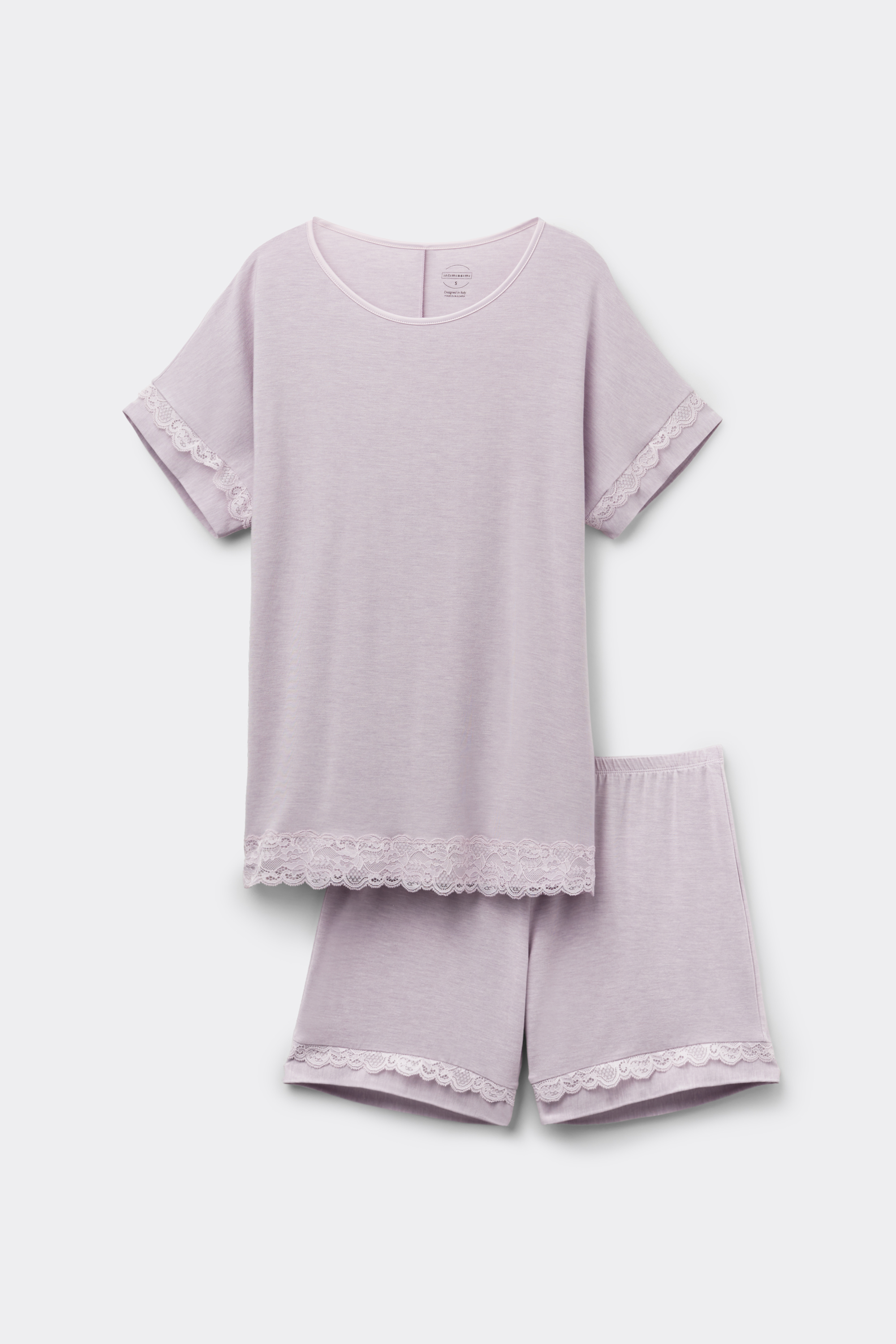 Pigiama Corto in Modal con Pizzo